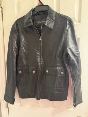 Banana Republic Black Soft Leather Bomber Jacket